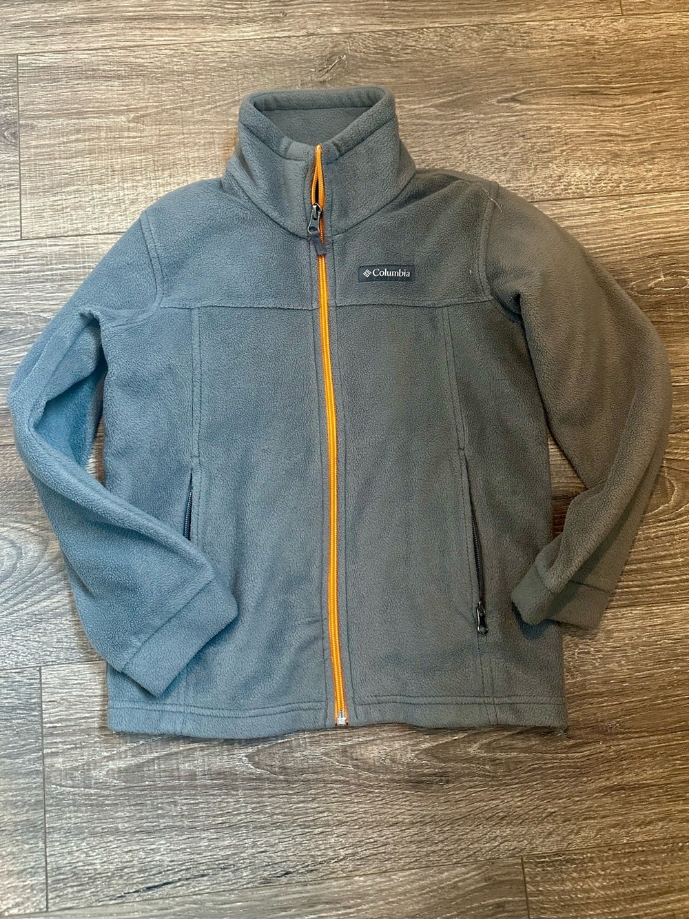 Columbia Small 8 Gray Fleece Jacket with Orange Zipper
